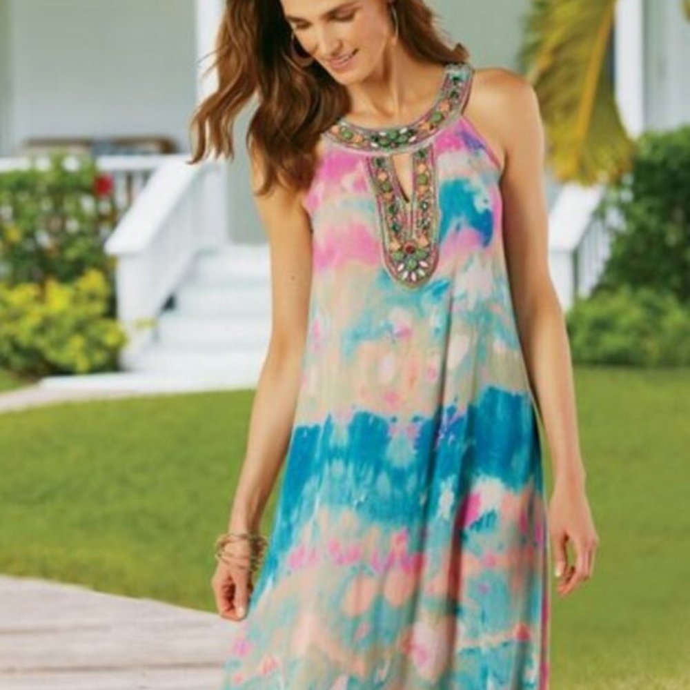SOFT SURROUNDINGS Verona Royale Blue Dress Size S NWT boho $200